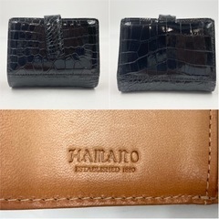 HAMANO ハマノ 折財布 二つ折り クロコ ブラックの画像
