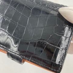 HAMANO ハマノ 折財布 二つ折り クロコ ブラックの画像