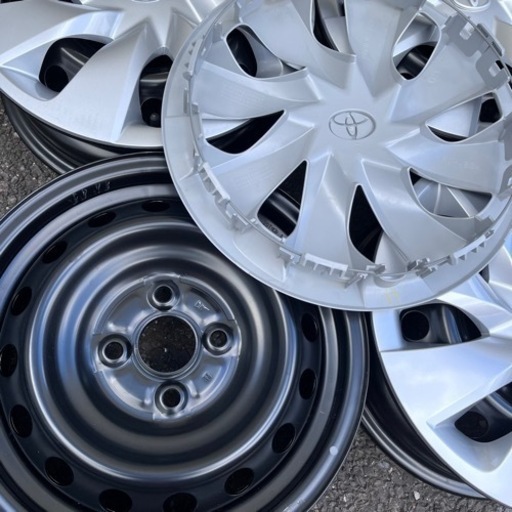 納車外し品 トヨタ純正スチール 5J-14 off+40 pcd100/4H ハブ径54ミリ 14インチスチールホイール4本セット シ