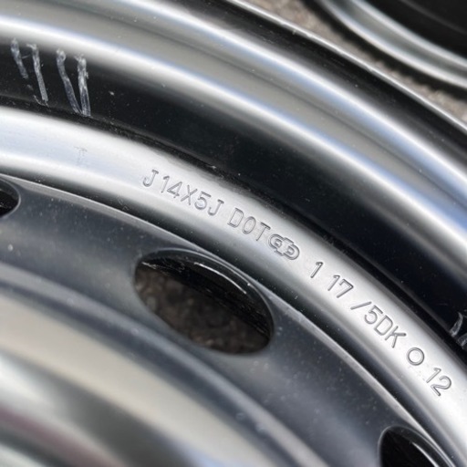 納車外し品 トヨタ純正スチール 5J-14 off+40 pcd100/4H ハブ径54ミリ 14インチスチールホイール4本セット シ