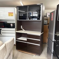 【美品‼️】高級♪ 大川家具(入江木工) 117cm幅キッチンボード 食器棚 収納家具 艶あり木目調ダークブラウン♪