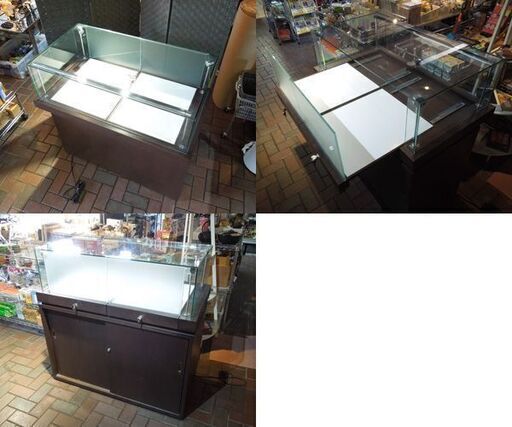 ② ジュエリー ショーケース コレクションケース ライター アクセサリー 店舗什器 展示 陳列 照明2個付き 新道東店