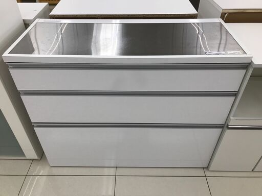 ★ジモティ割あり★  レンジ台 ホワイト H88×D46×W110 クリーニング済み HJ527
