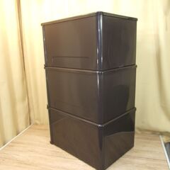 【紋別市発】収納ボックス　３個セット　単品・重ねて・並べて　使い方自由　衣類・小物収納　外寸　約　幅３８×高さ27.5×奥行55.5㎝　中古品　現状品 引取り限定　の画像