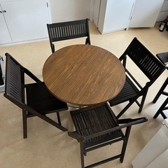 コーヒーテーブル＋椅子4脚　円形　テラスでも◎ 【10/10迄】の画像