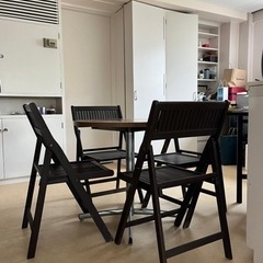 コーヒーテーブル＋椅子4脚　円形　テラスでも◎ 【10/10迄】の画像