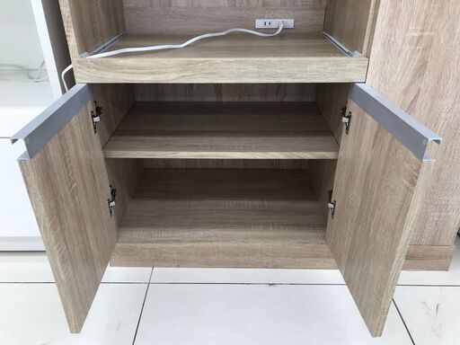 ★ジモティ割あり★  レンジボード 白茶 H182×D42×W90 クリーニング済み HJ536