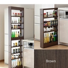 ※未開封※隙間収納 幅10cm キッチンワゴン※ブラウン※の画像