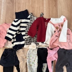 女の子　冬物　起毛　トレーナー　タイツ　80サイズ　11着セットの画像