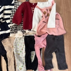 女の子　冬物　起毛　トレーナー　タイツ　80サイズ　11着セットの画像