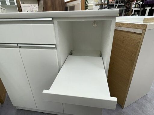 ニトリ ミドルレンジボード 幅89.5×奥行50.5×高さ95ｃｍ キッチン収納 食器棚 レンジボード ホワイト 白 エナメル 札幌市