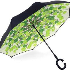 逆さ傘 晴雨兼用傘 日傘 雨傘 長傘 メンズ レディース uvカット 丈夫 撥水 内外２枚の布の構成で耐風 熱中症対策 完全遮光 遮熱効果 閉じると自立可能 晴雨兼用傘 車用 UVカット効果更にアップ ギフト（緑陰）　コンペ　景品　商品　卸　アマゾン引き上げ商品　転売OK　　倒産品　まとめ売り　ネット商材　メルカリ　副業の画像