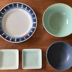 青系の皿５枚　IKEA、ミスドFISHS EDDYコラボ