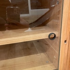 ②無印良品MUJI ステンレスユニットシェルフガラス引き戸食器棚