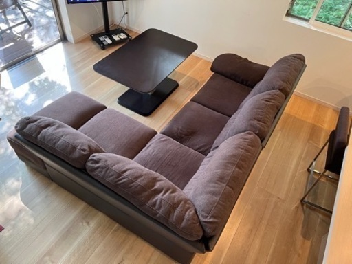 布張りカウチソファ (ウォール3KD RC DBR) 3人掛け ニトリ