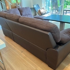 布張りカウチソファ (ウォール3KD RC DBR) 3人掛け ニトリの画像