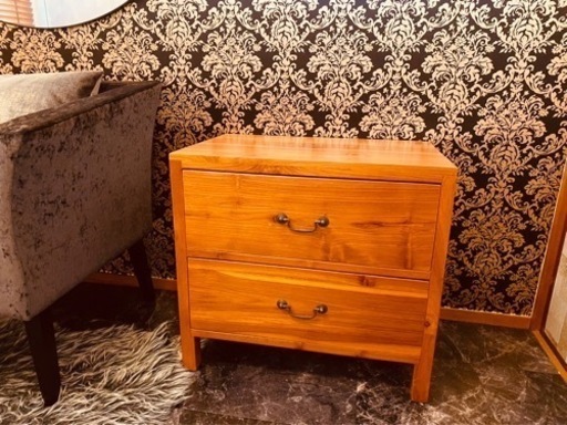 値引き中！！美品✨無垢　キャビネット　2段　引出し