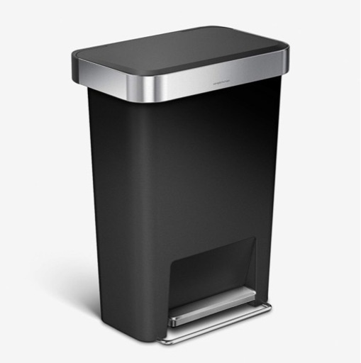 【定価1.5万】simplehumanレクタンギュラーステップダストボックス ライナーポケット付 45L ブラックプラスチック CW1385
