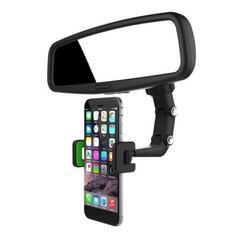 【新品未使用品】スマホ 車載ミラーホルダー  ルームミラースマホホルダー スマートフォン対応 (グレー)の画像