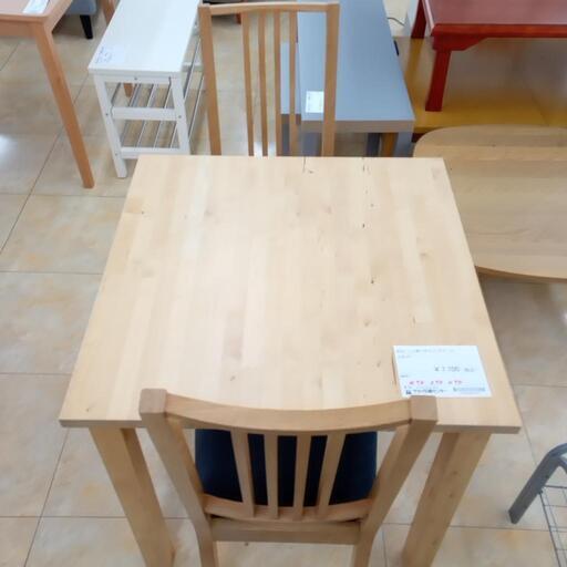 ☆ジモティ割あり☆ IKEA二人掛けダイニングテーブルセット 木目調 H74  