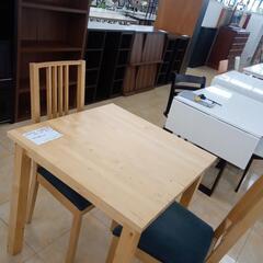 ☆ジモティ割あり☆ IKEA二人掛けダイニングテーブルセット 木目調 H74  