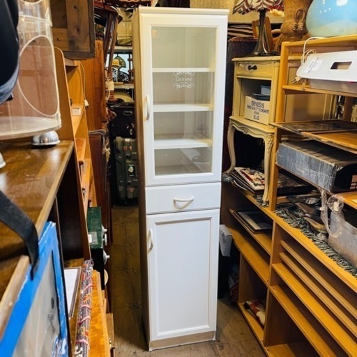 【売約済み】　白井産業 セルシナ カップボード　食器棚　レンジボード　キッチン収納　レンジラック　サイドボード　白家具　レンジ台　キッチン　棚　検　ニトリ　nitori 中村敬木工