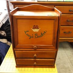 ライティングデスク風 ミラー付き収納ケース 幅28×奥22×高40㎝ ドレッサー 木製 北欧カントリー 家具 レトロ 札幌市 中央区 南12条の画像