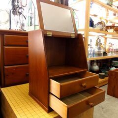 ライティングデスク風 ミラー付き収納ケース 幅28×奥22×高40㎝ ドレッサー 木製 北欧カントリー 家具 レトロ 札幌市 中央区 南12条の画像