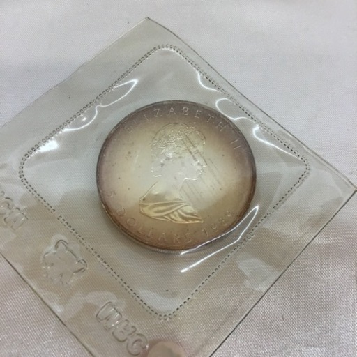 カナダ メイプルリーフ5ドル銀貨 1オンス エリザベス2世 1989年 33.6g(ケース込）