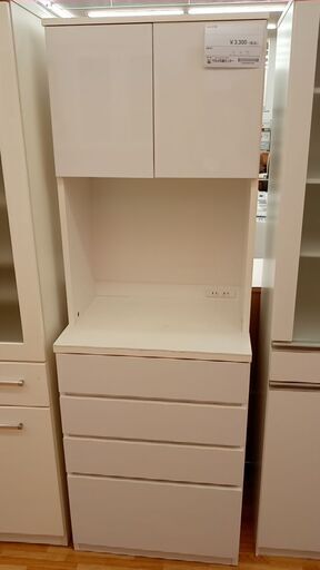 ★ジモティ割あり★  レンジ台 ホワイト H176×D45×W60 クリーニング済み YJ535
