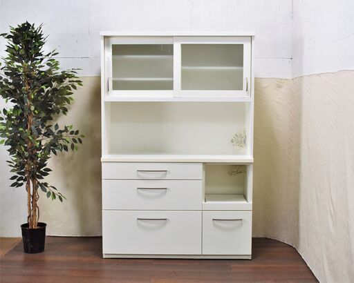 【東12/30】≪yt812ジ≫ ニトリ キッチンボード コパン COPAIN-120KB-WH 幅120cm ホワイト 食器棚/キッチンカウンター/レンジボード 50811-02