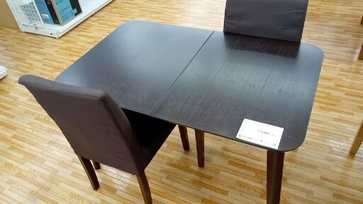 ★ジモティ割あり★  伸長式ダイニングテーブル＆椅子2脚セット ダークブラウン H70.5×D75×W120～150 クリーニング済み YJ539