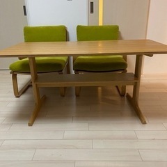 ★受け取り者決定済み　無印良品　ダイニングテーブル　椅子2脚セット、カバー取替え1セット付きの画像