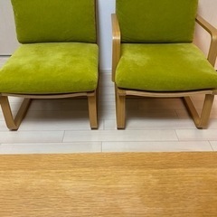 ★受け取り者決定済み　無印良品　ダイニングテーブル　椅子2脚セット、カバー取替え1セット付きの画像