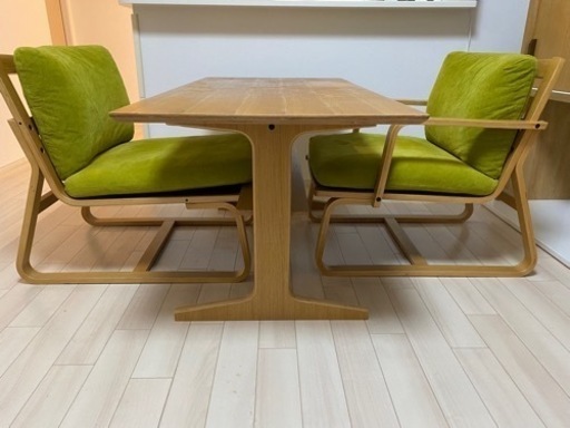 ★受け取り者決定済み　無印良品　ダイニングテーブル　椅子2脚セット、カバー取替え1セット付き