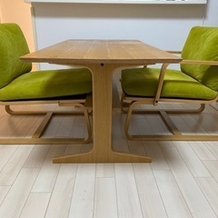 ★受け取り者決定済み　無印良品　ダイニングテーブル　椅子2脚セット、カバー取替え1セット付き