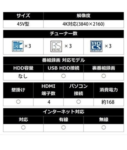 45インチ　シャープ　テレビ