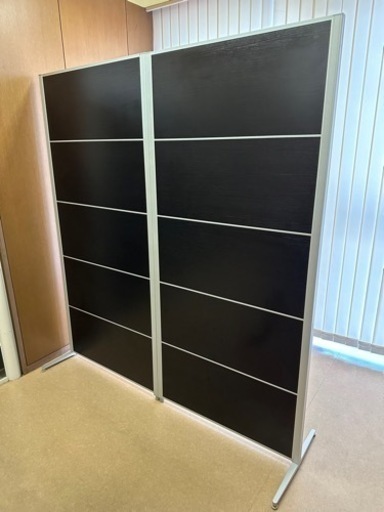 【美品】幅1800mm×高さ1962mm  パーテーション2連　ダークブラウン