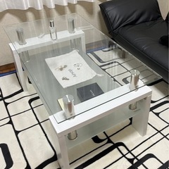 【お譲り先決定】ガラス天板ローテーブル