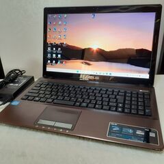 【取引中です】ASUS　K53E　15インチ　SSD（256）　i7　8GB　office2021　カメラ　Wi-Fi　マルチ　テンキー　Windows11