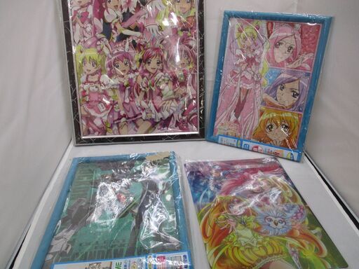 616   ガンダム00 ロックオン デュナメス　108P　ジグソーパズル（完成品）　・　フレッシュ プリキュア　ジグソーパズル（完成品）　・　プリキュア　下敷き　4枚　・　プリキュア オールスターズ　ポスター（額入り）