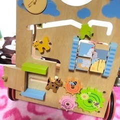 木押し車 歩行練習用具 子供 キッズ　知育玩具 ベビーファーストウォーカーの画像