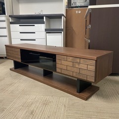 【超美品‼️】定価55,000円♪ WHFurniture 160cm幅ローボード(エストナ160) テレビ台 収納家具 アルダー無垢材 ダークブラウン♪