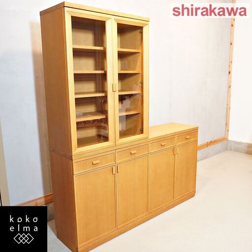 飛騨高山の家具メーカーshirakawa(シラカワ)の食器棚セットです。北欧スタイルや和の空間、レトロモダンなどのインテリアに優しく溶け込むシンプルなカップボード♪DH414