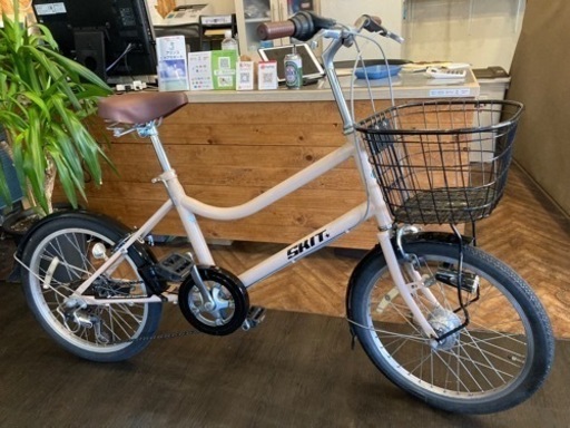 【LEDオートライト】6段変速　20インチミニベロ　サーモンベージュ