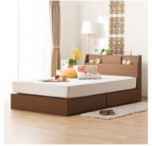 【中古】ニトリ ダブルベッド マットレス付き アザン3 Nスリープ プレミアム