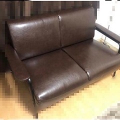 レザー調 二人掛けソファ