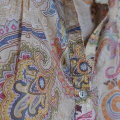 ZARA ザラベーシック／レディースＬ 七分袖 ペイズリー柄ベージュ系♻️USEDの画像