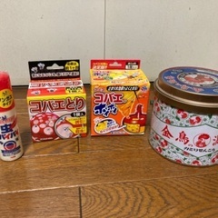 コバエ取り2個・虫よけスプレー・蚊取り線香未使用分と入物