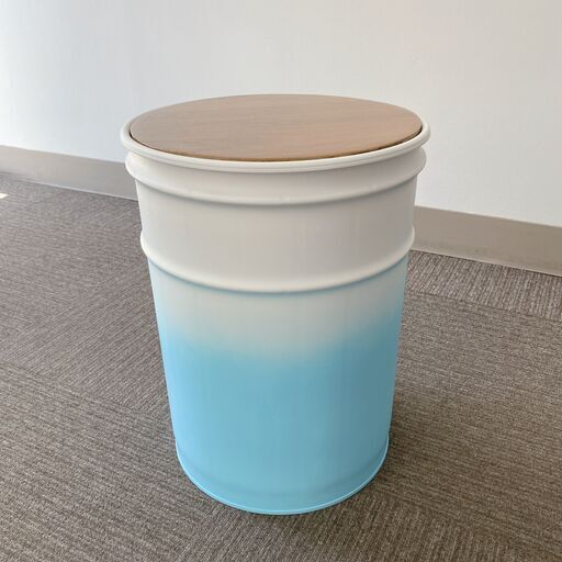 ﾍﾟｰﾙ缶　チェア　スカイブルー　蓋つき　小物入れ　収納